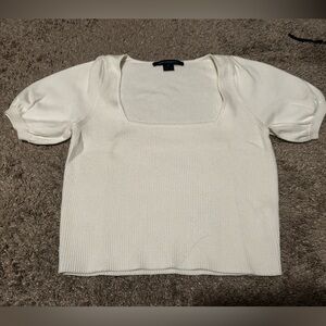 French Connection Cream Ribbed Square-Neck Sweater